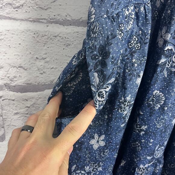 NWT Torrid Womens 2X Chambray Smocked Puff Sleeve Boho Cottagecore Mini Dress - Picture 6 of 13